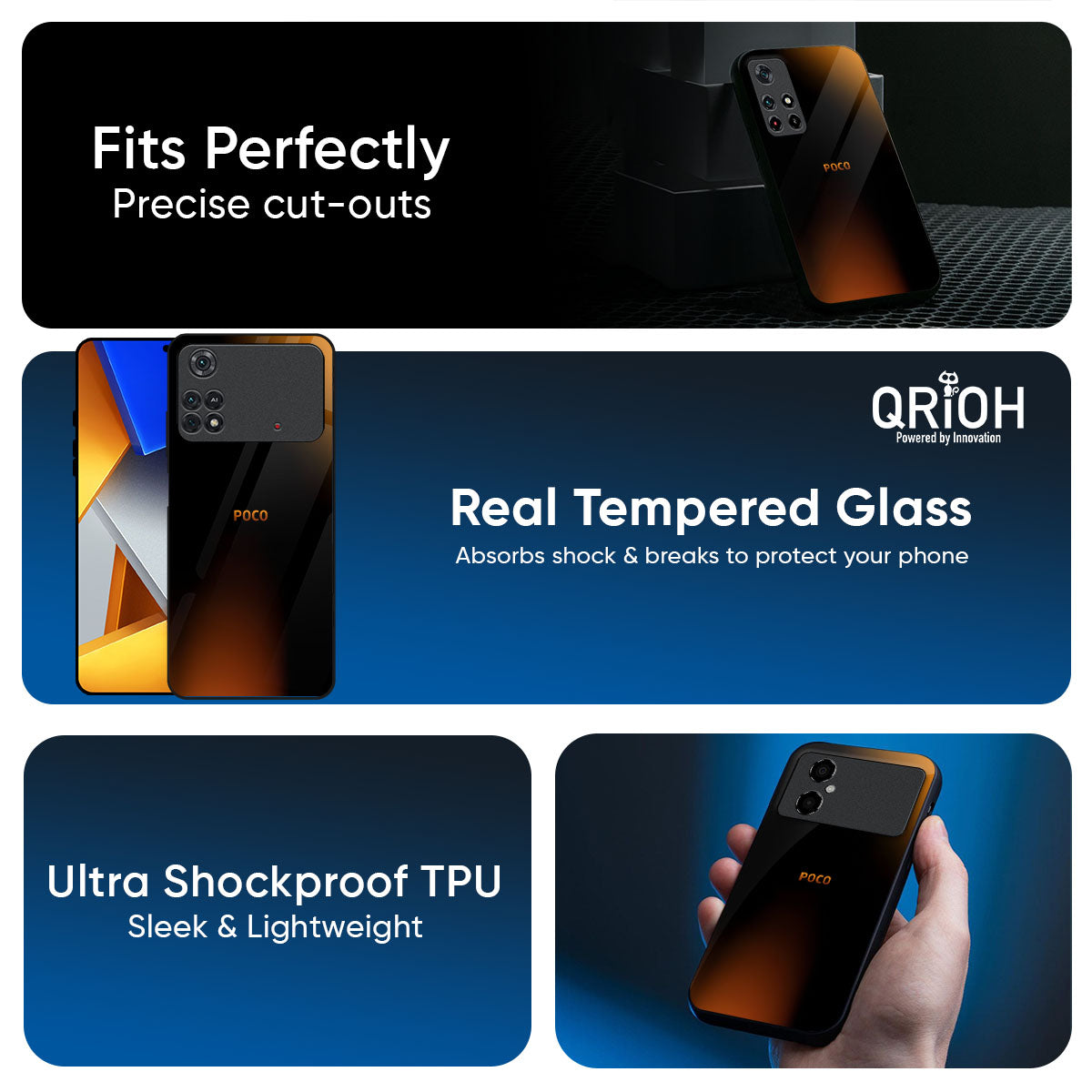 Orange Black Fusion Glass Case for Poco X7 5G