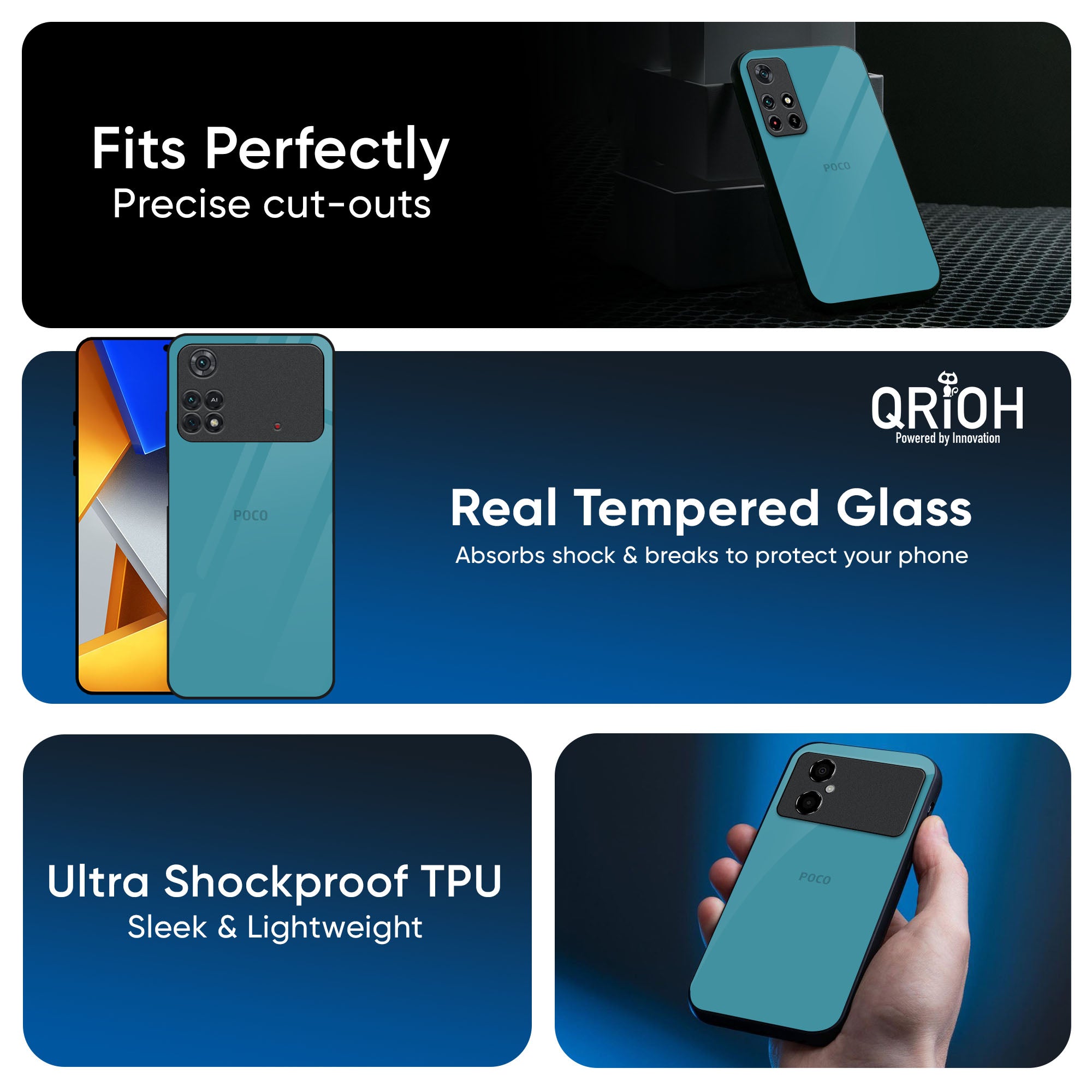 Oceanic Turquiose Glass Case for Poco X7 Pro 5G