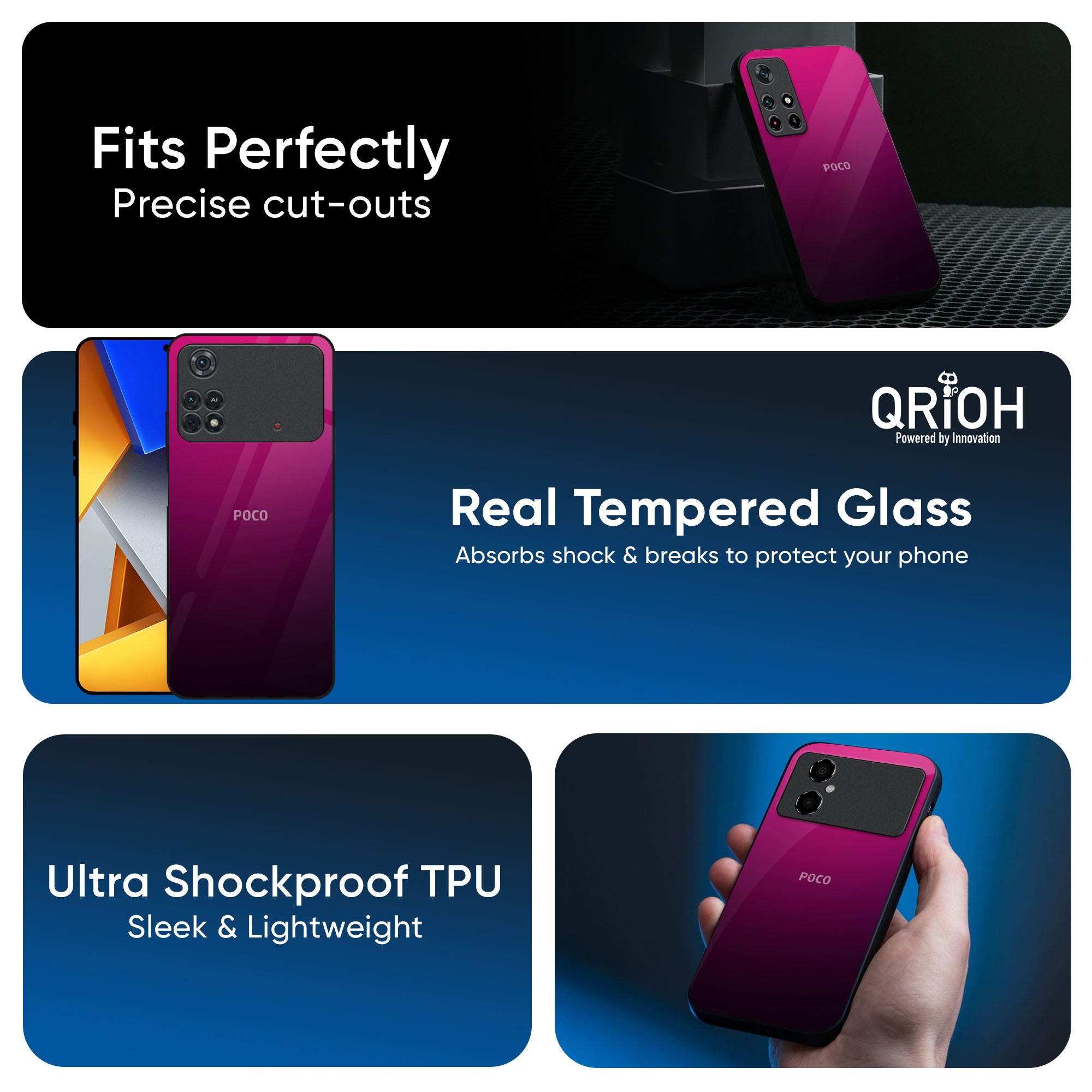 Purple Ombre Pattern Glass Case for Poco X7 5G