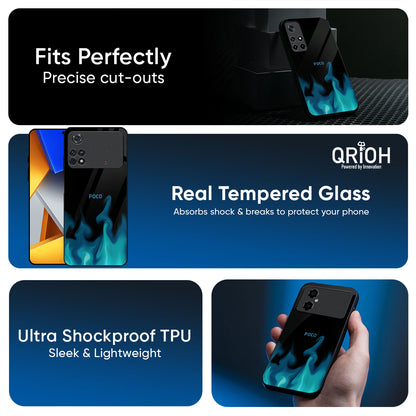 Teal Flames Glass Case for Poco X7 5G
