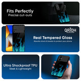 Teal Flames Glass Case for Poco F7 5G