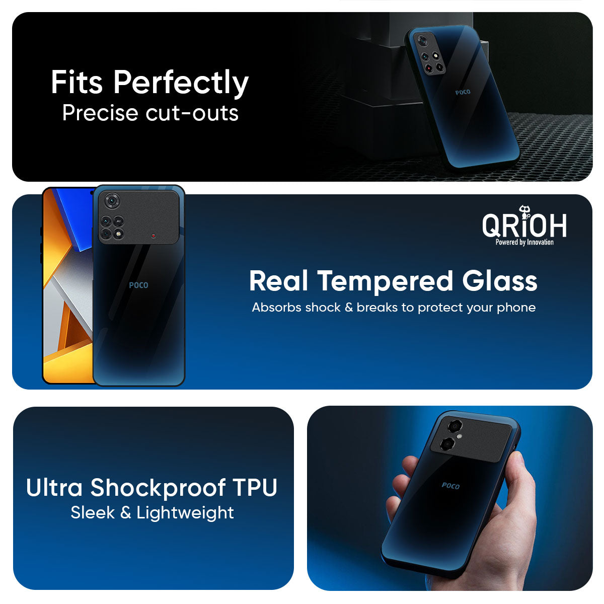 Blue Dynamic Glass Case for Poco X7 5G