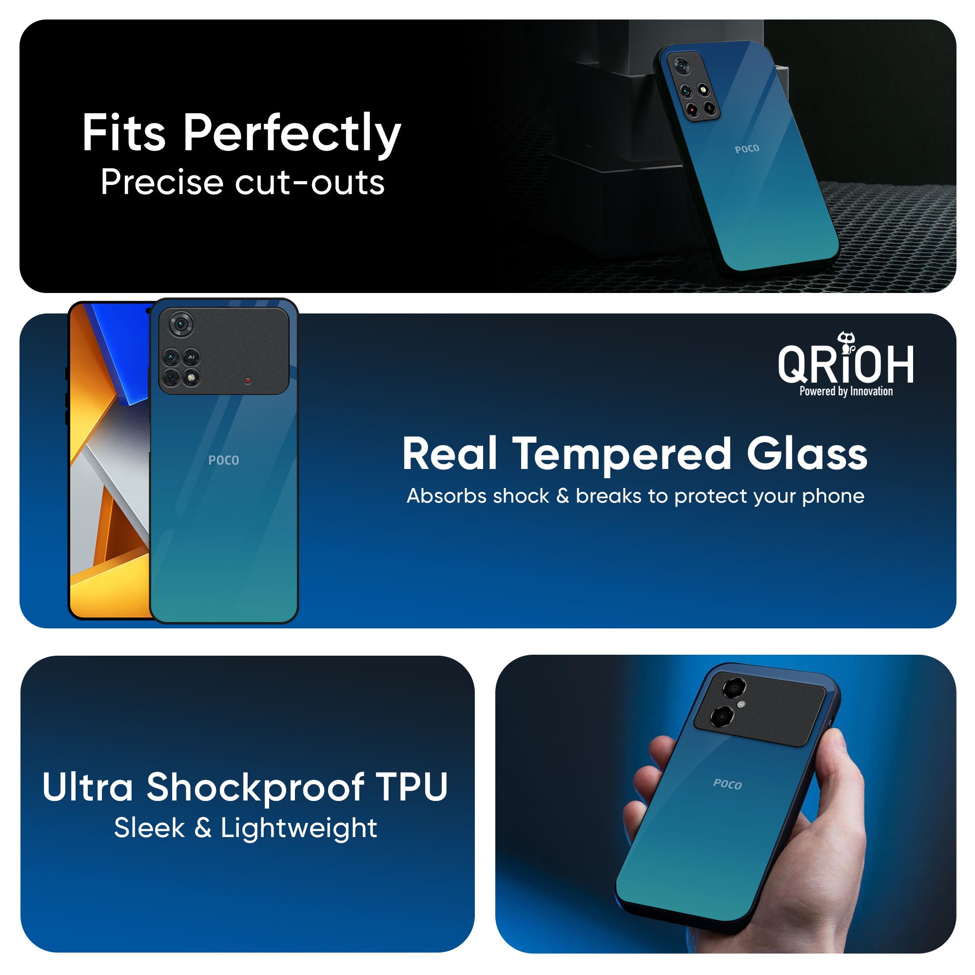 Celestial Blue Glass Case For Poco X7 5G