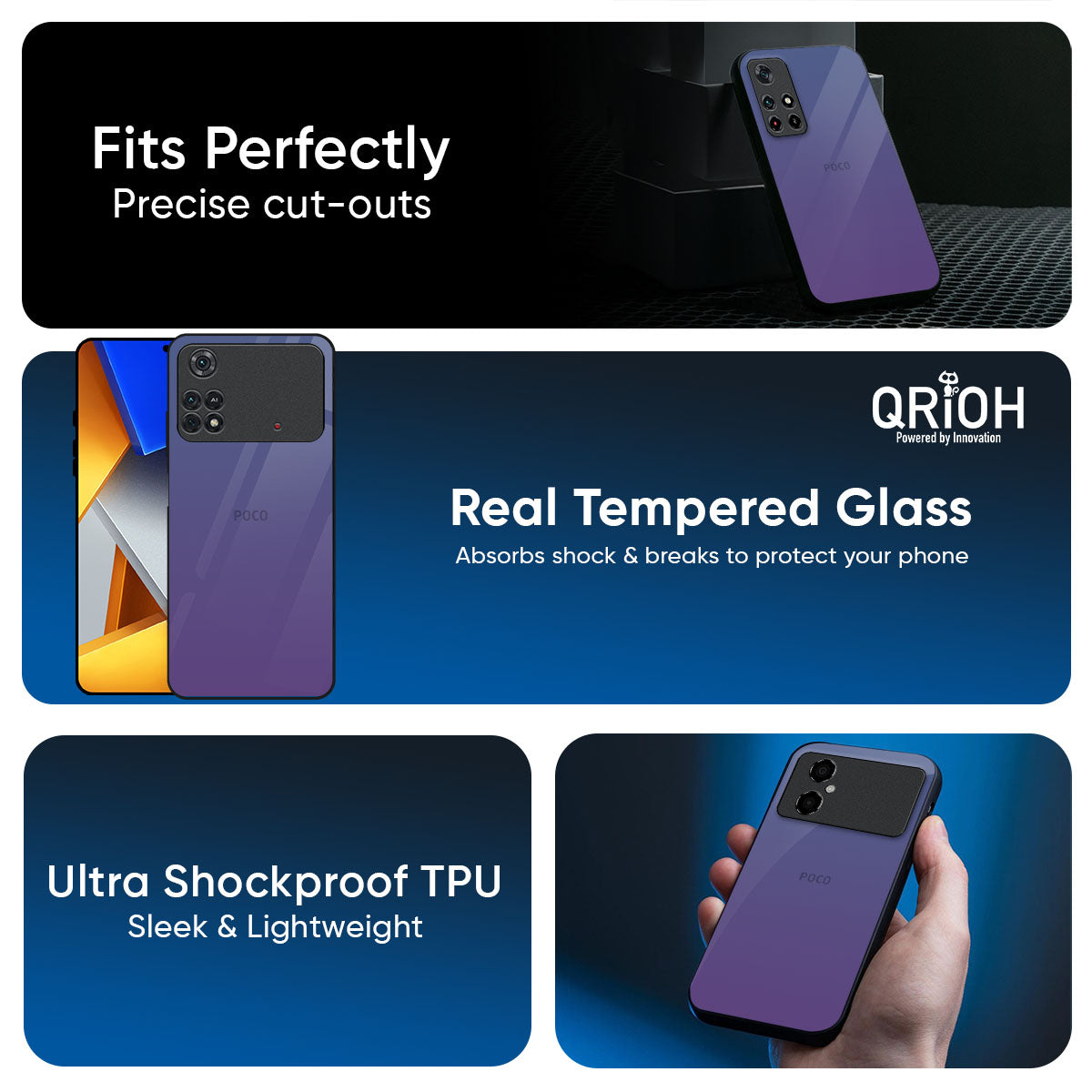 Indigo Pastel Glass Case For Poco X8 Pro max 5G