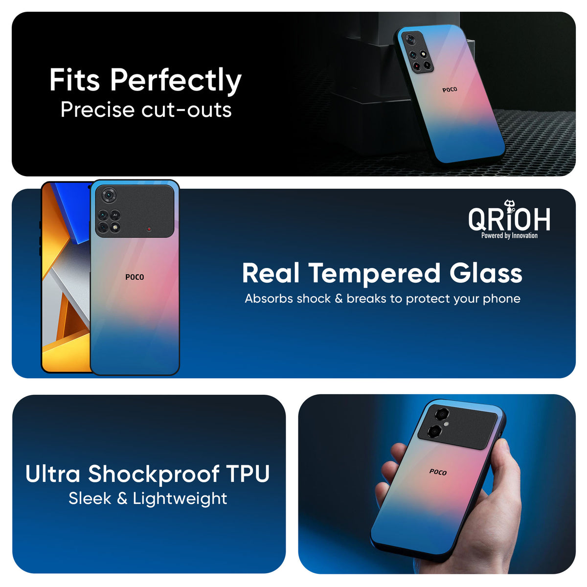 Blue & Pink Ombre Glass case for Poco X7 Pro 5G