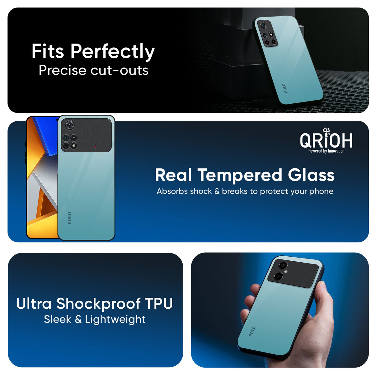 Arctic Blue Glass Case For Poco X7 5G