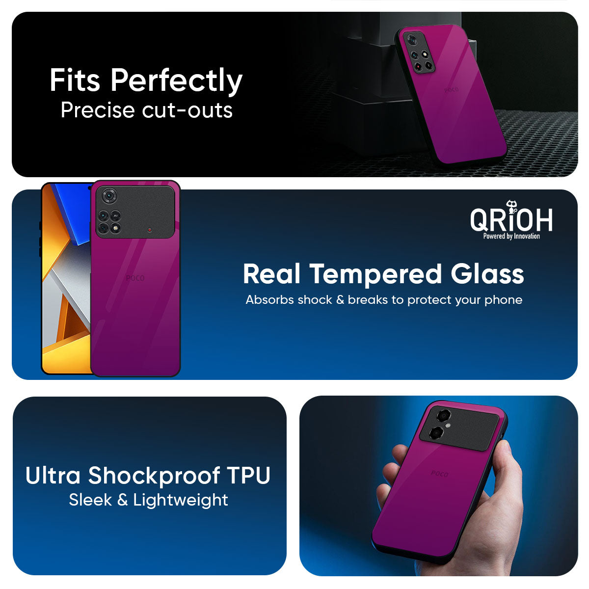 Magenta Gradient Glass Case For Poco X8 Pro 5G