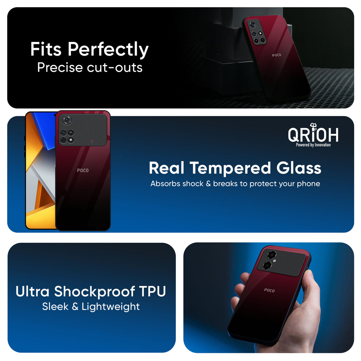 Wine Red Glass Case For Poco X7 5G