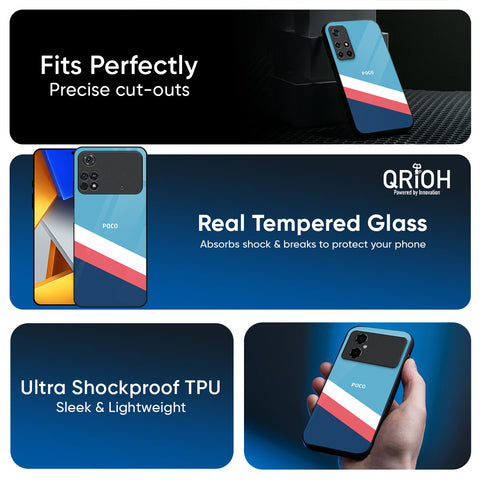 Pink & White Stripes Glass Case For Poco F6 5G