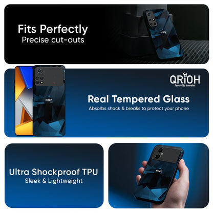 Polygonal Blue Box Glass Case For Poco X8 Pro 5G