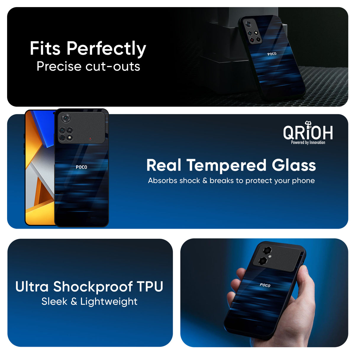 Blue Rough Abstract Glass Case for Poco X7 5G