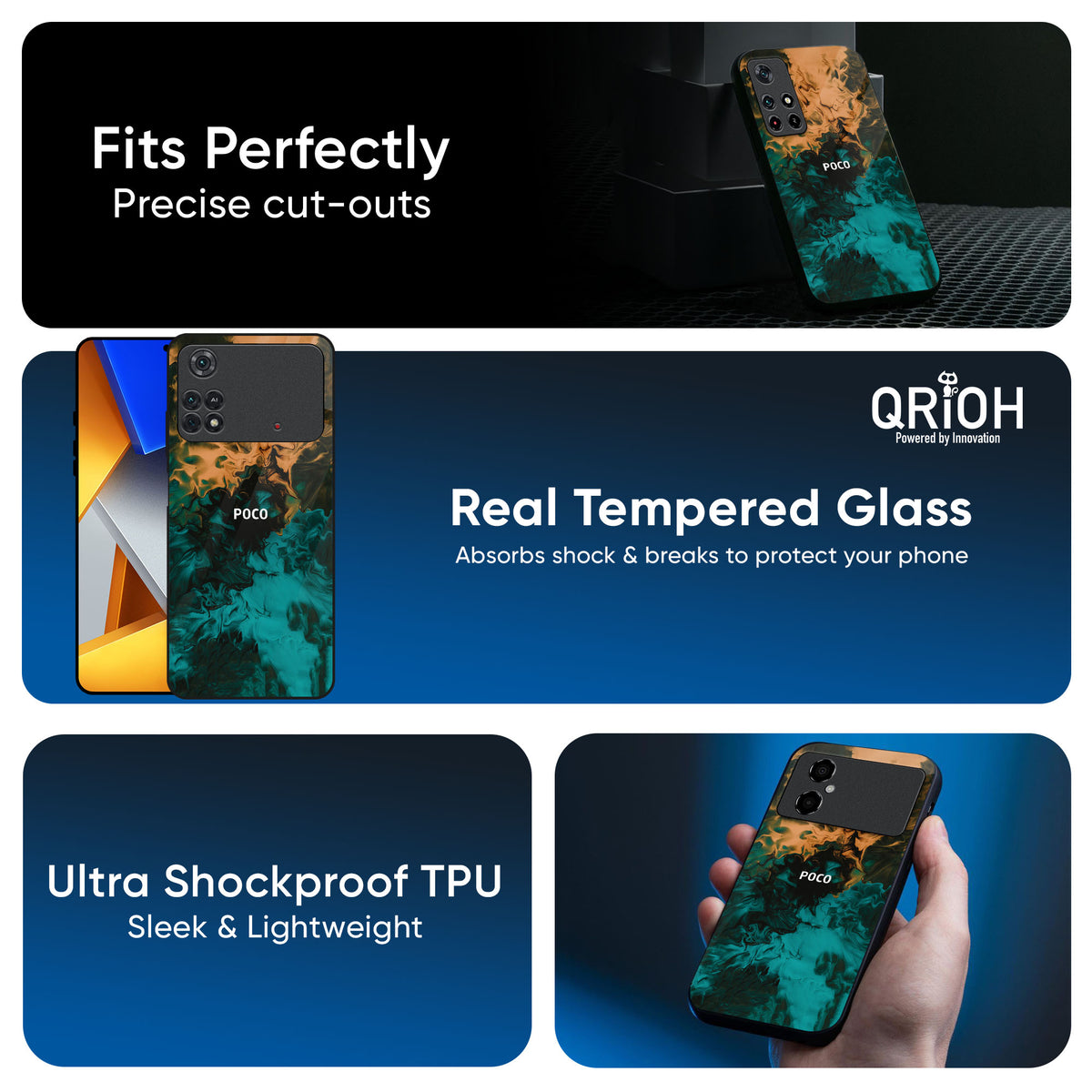 Watercolor Wave Glass Case for Poco X7 5G