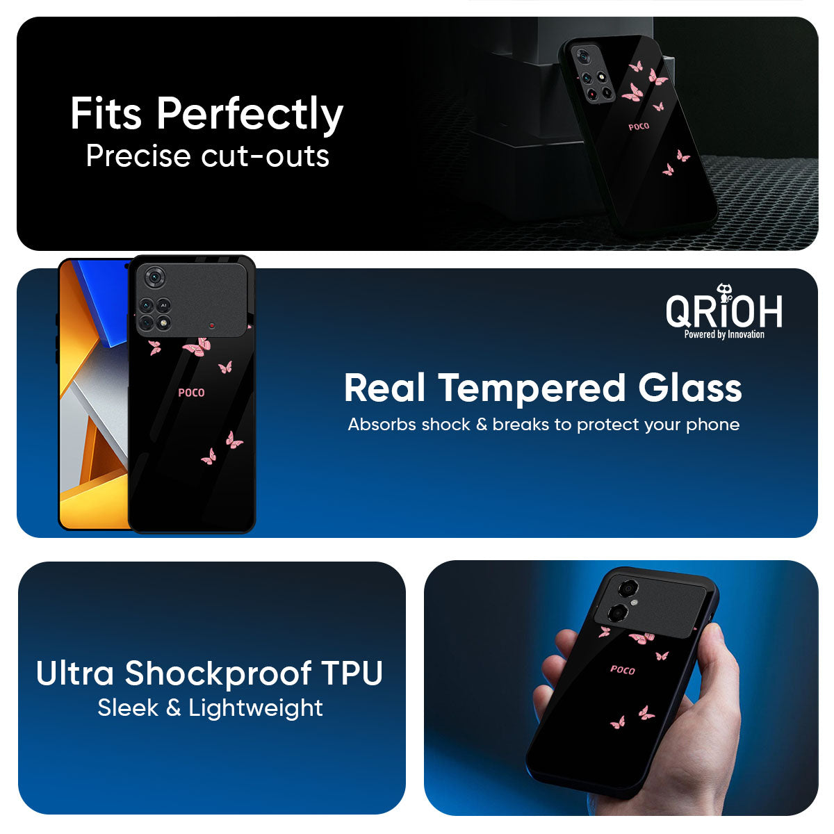 Fly Butterfly Glass Case for Poco F6 5G