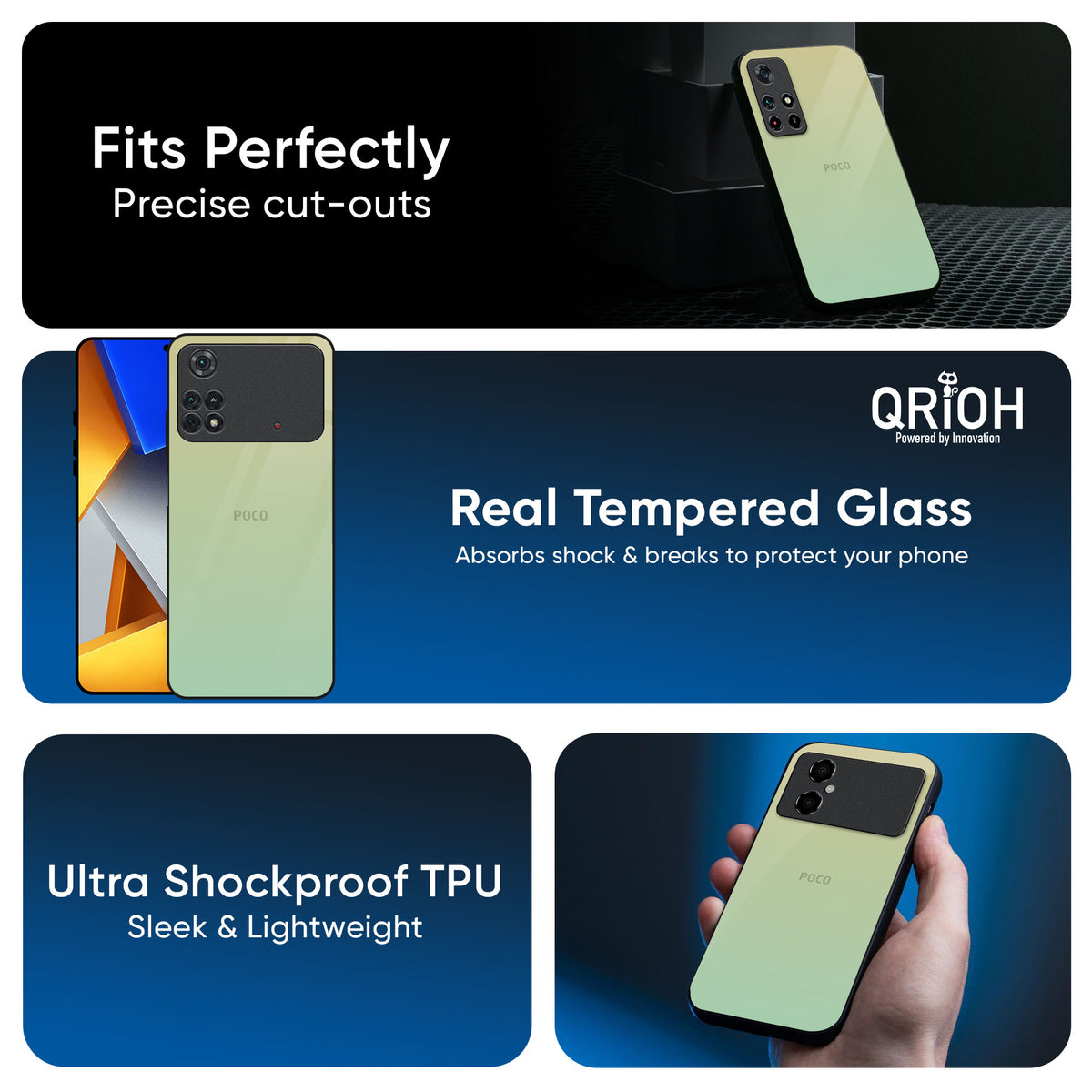 Mint Green Gradient Glass Case for Poco X7 5G