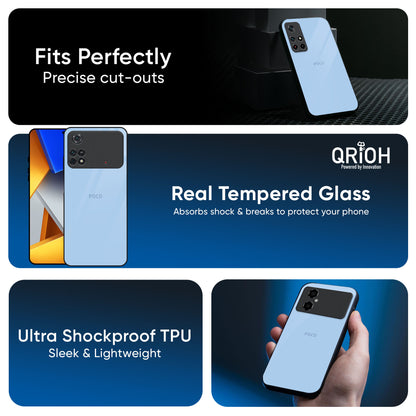 Pastel Sky Blue Glass Case for Poco X7 5G