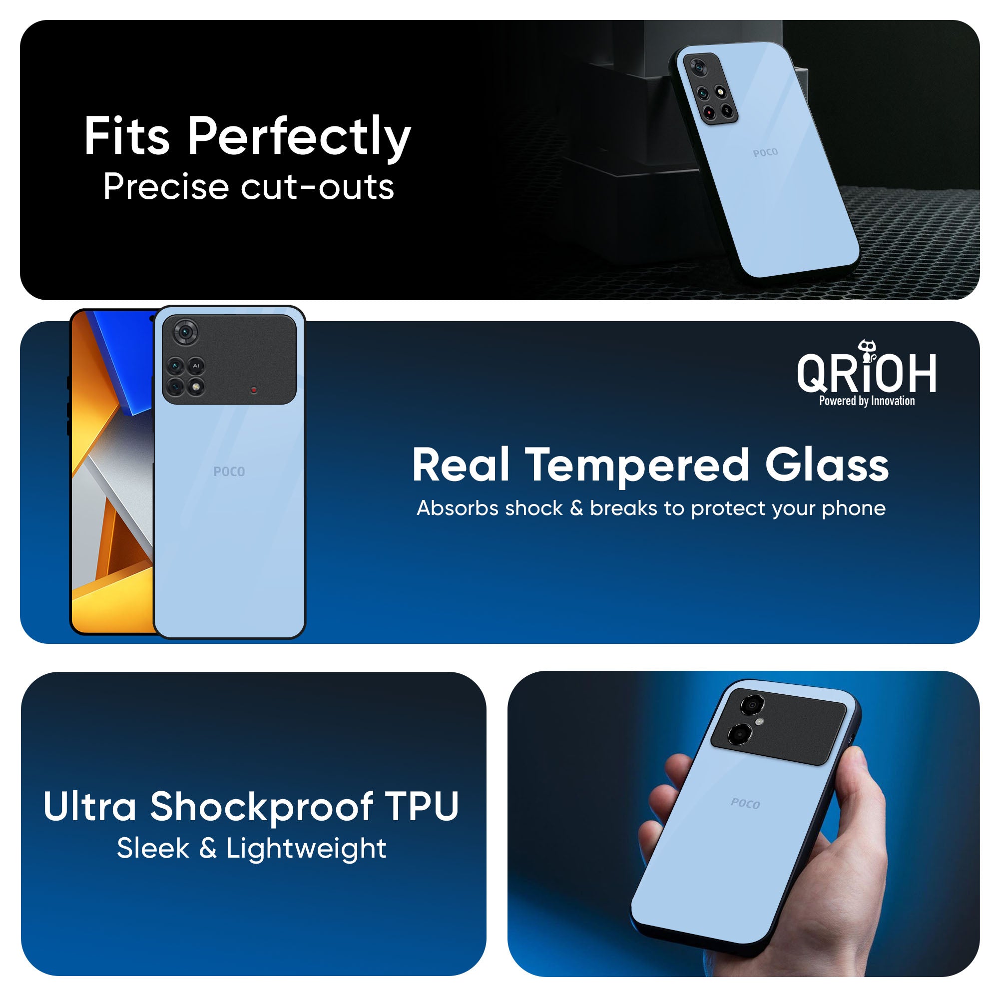 Pastel Sky Blue Glass Case for Poco X7 Pro 5G