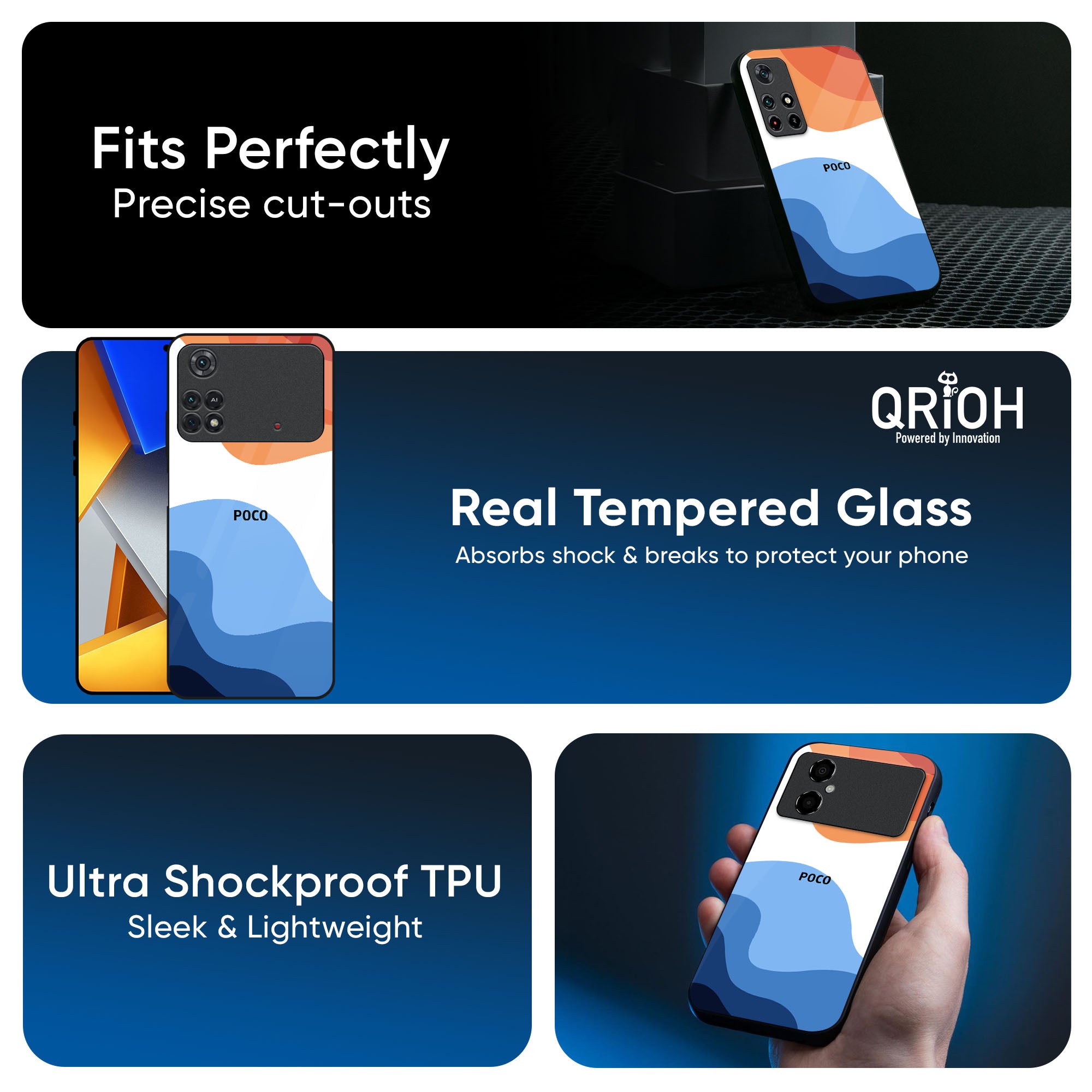 Wavy Color Pattern Glass Case for Poco X7 5G