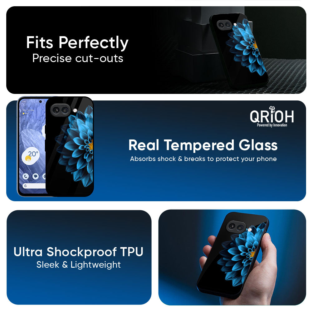 Half Blue Flower Glass Case for Google Pixel 10A 5G