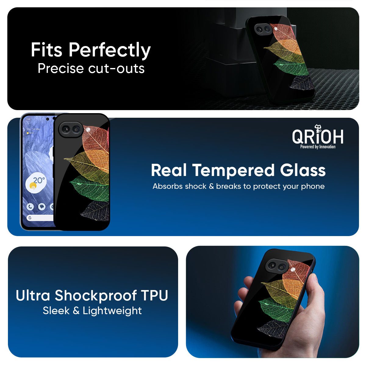 Colorful Leaves Glass Case for Google Pixel 9A