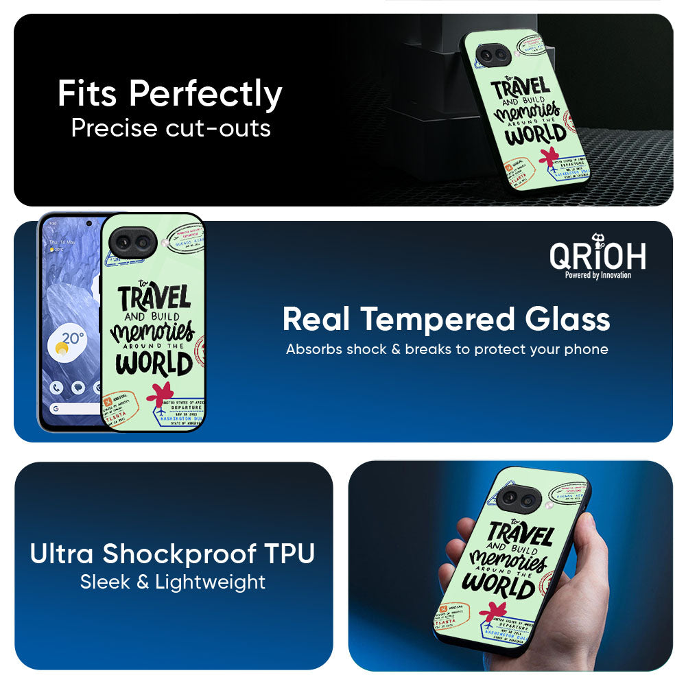 Travel Stamps Glass Case for Google Pixel 10A 5G