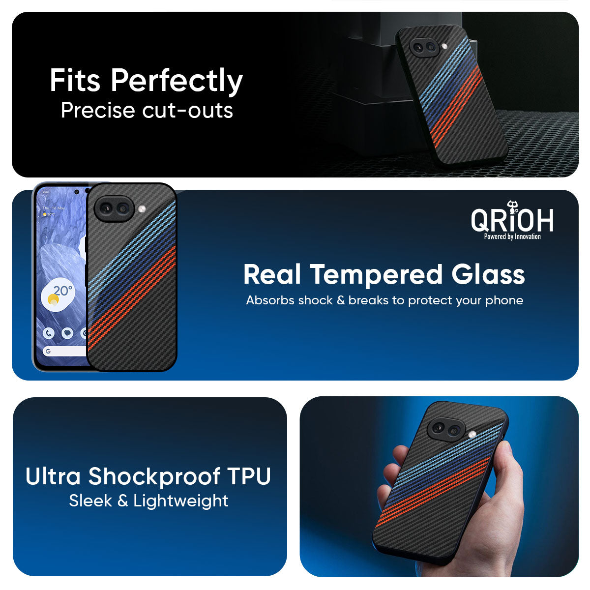 Carbon Inspired Glass Case for Google Pixel 9A