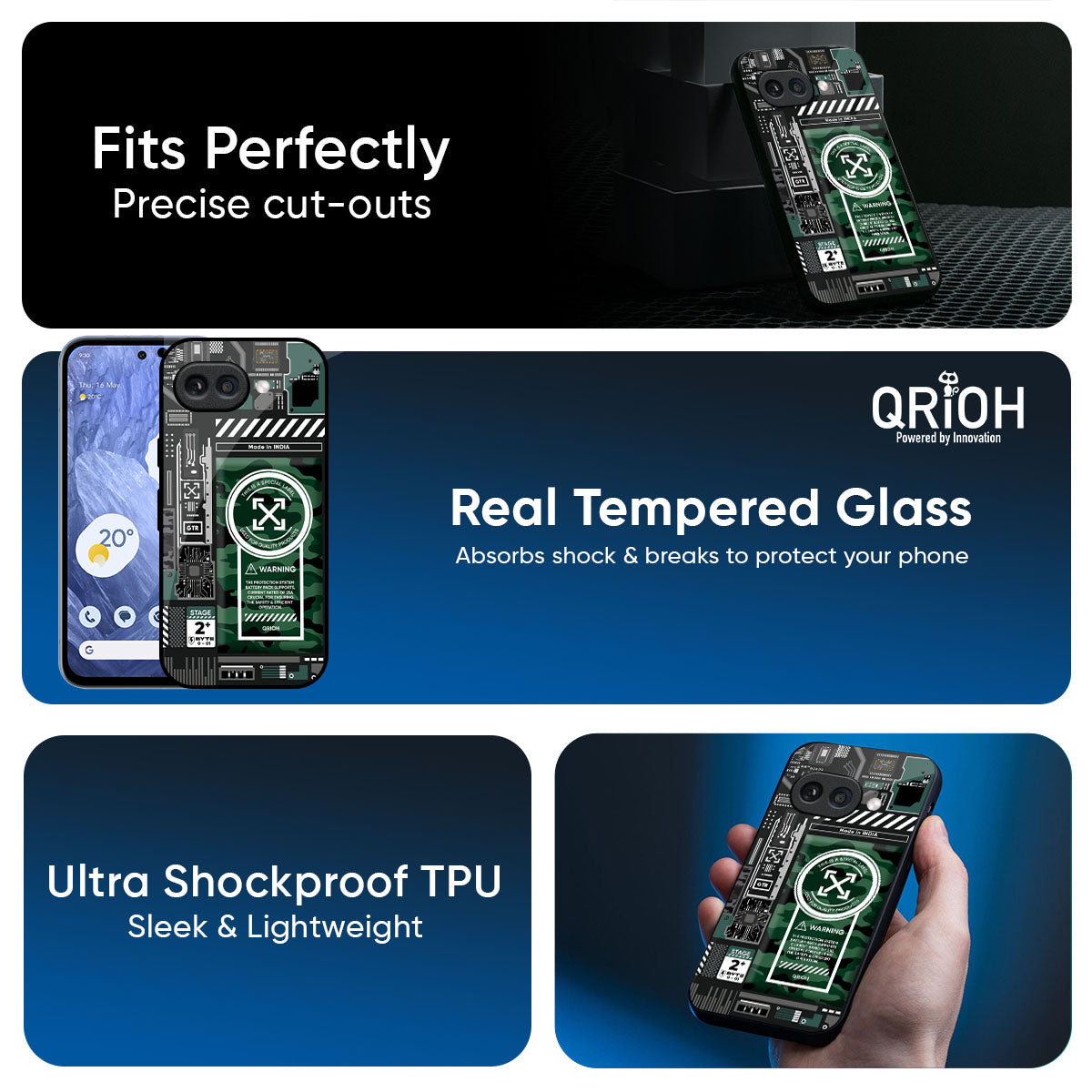 Green Camo Circuit Glass Case for Google Pixel 9A