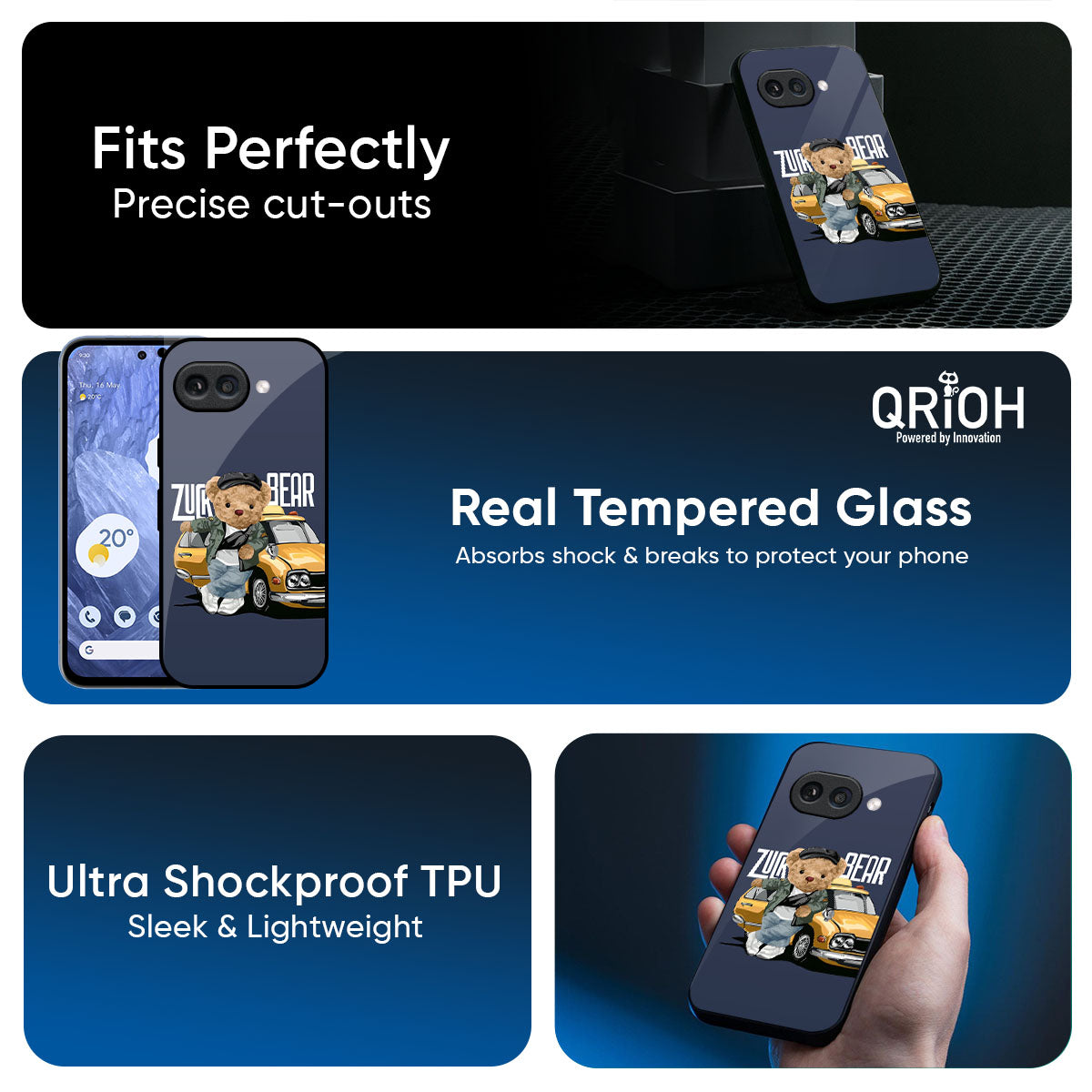 Adventurous Bear Glass Case for Google Pixel 9A