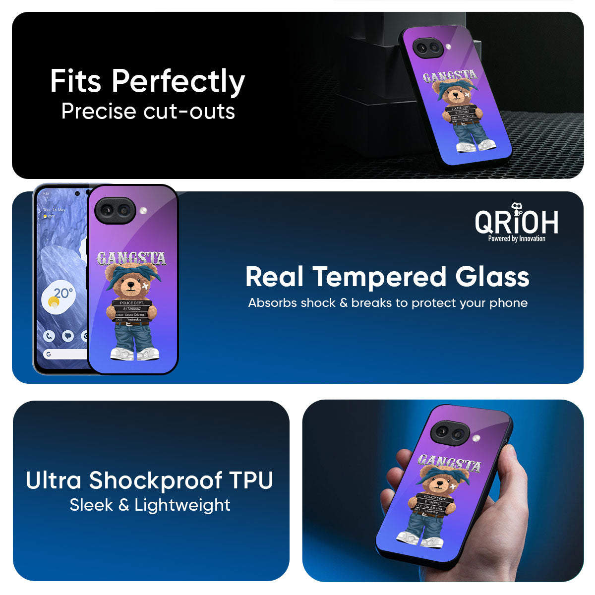 Gangsta Bear Glass Case for Google Pixel 9A