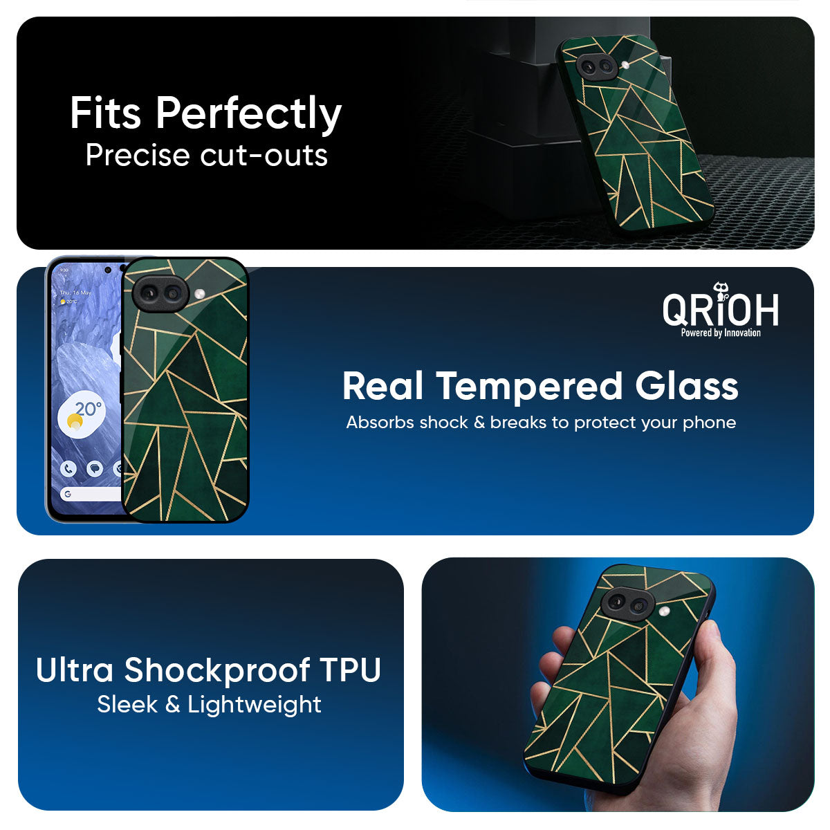 Abstract Green Glass Case For Google Pixel 9A