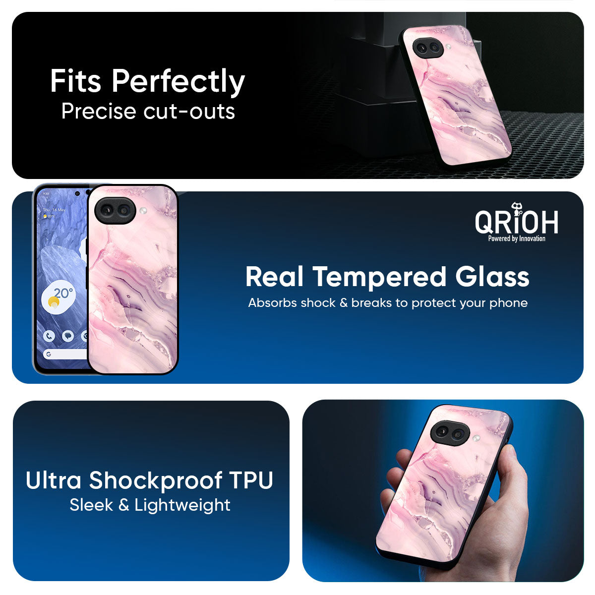 Diamond Pink Gradient Glass Case For Google Pixel 9A