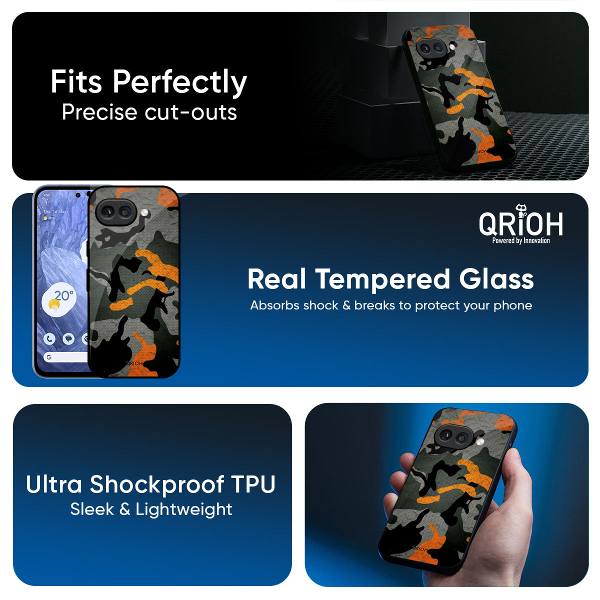 Camouflage Orange Glass Case For Google Pixel 9A