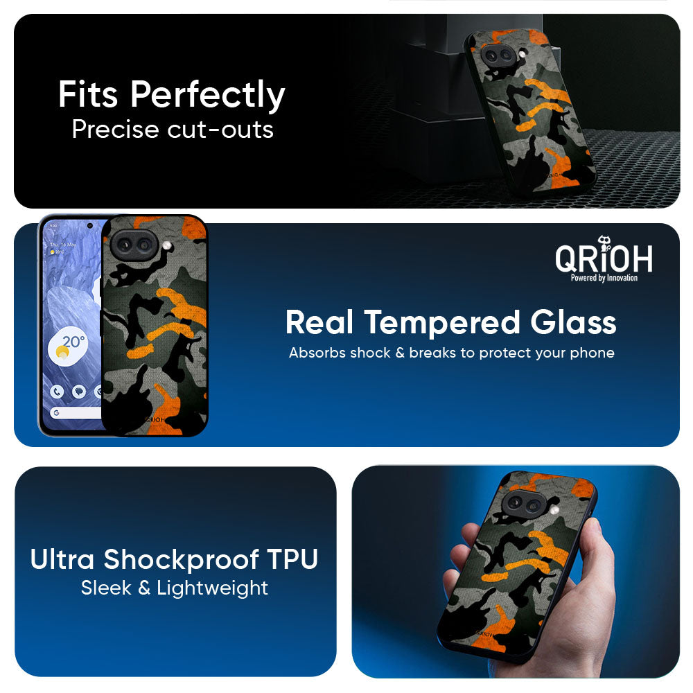 Camouflage Orange Glass Case For Google Pixel 10A 5G