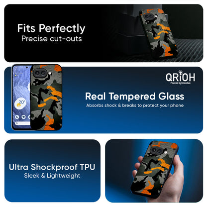Camouflage Orange Glass Case For Google Pixel 10A 5G
