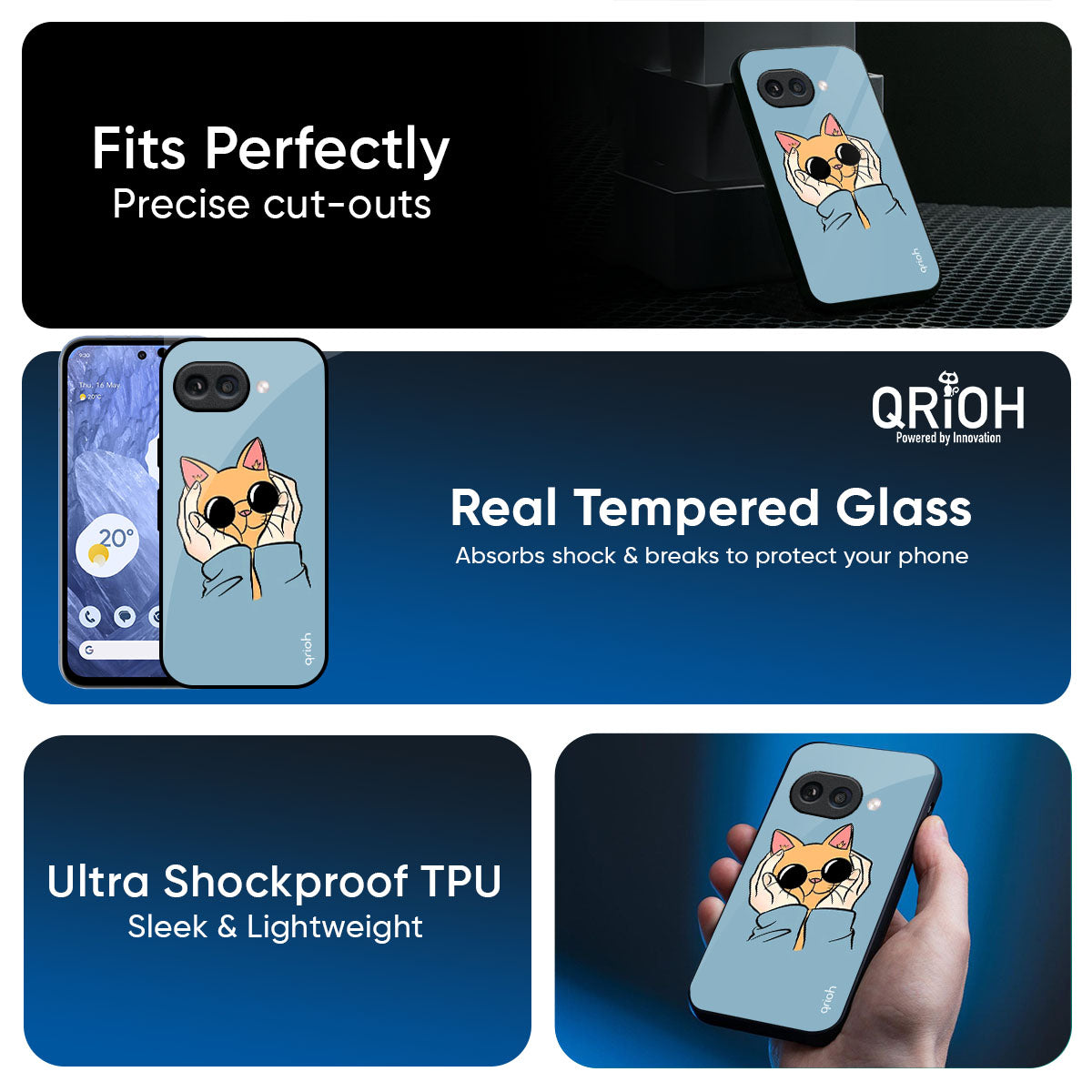 Adorable Cute Kitty Glass Case For Google Pixel 9A