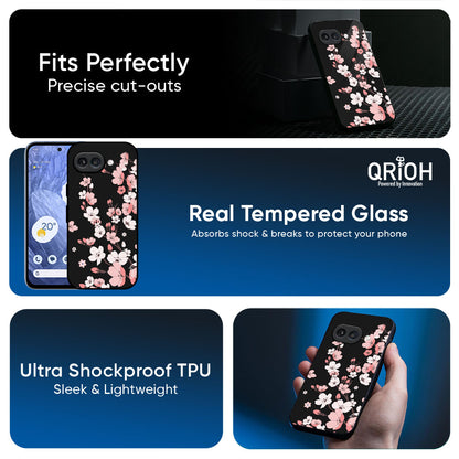 Black Cherry Blossom Glass Case for Google Pixel 10A 5G