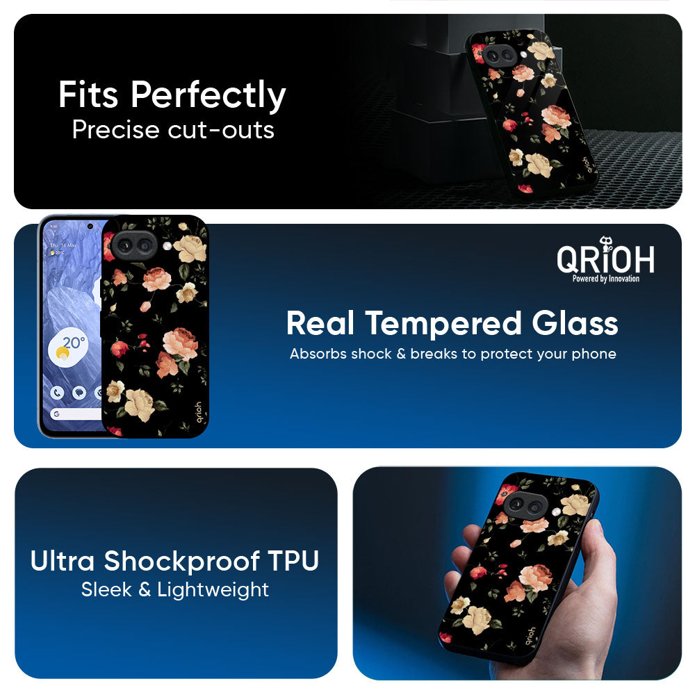 Black Spring Floral Glass Case for Google Pixel 10A 5G