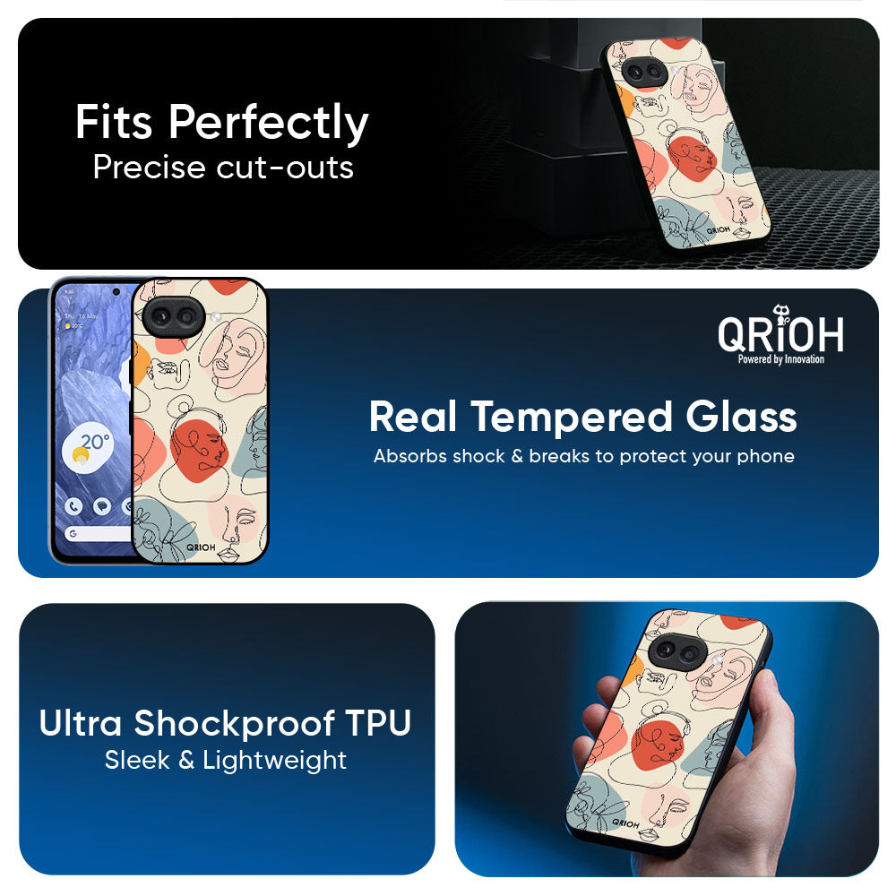 Abstract Faces Glass Case for Google Pixel 10A 5G