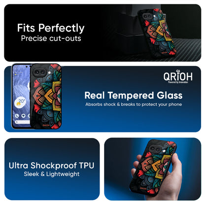 Retro Gorgeous Flower Glass Case for Google Pixel 9A