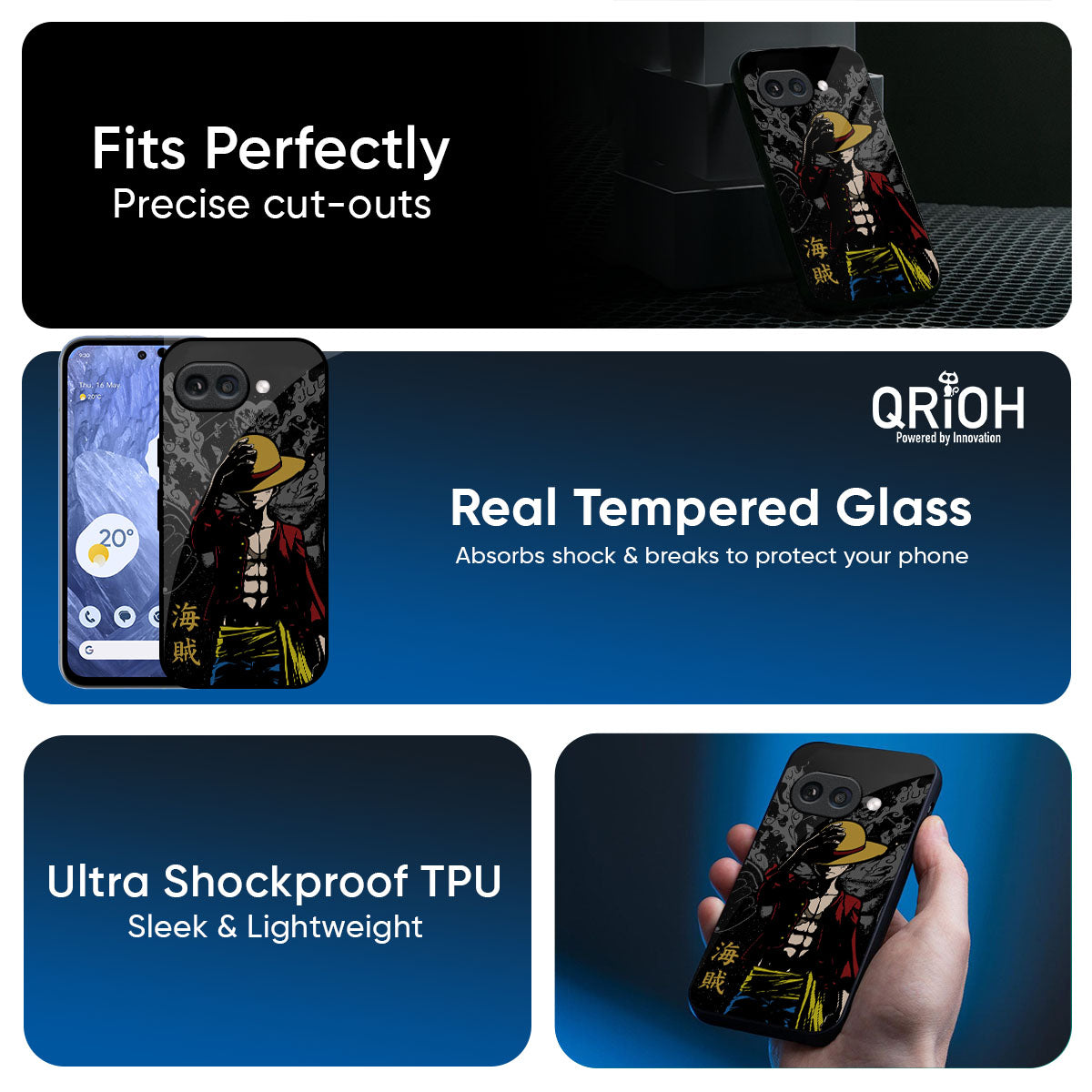 Dark Luffy Glass Case for Google Pixel 9A