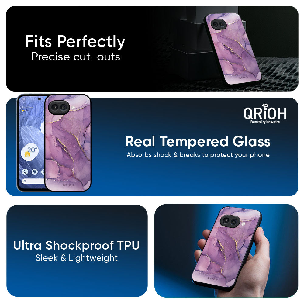 Purple Gold Marble Glass Case for Google Pixel 10A 5G