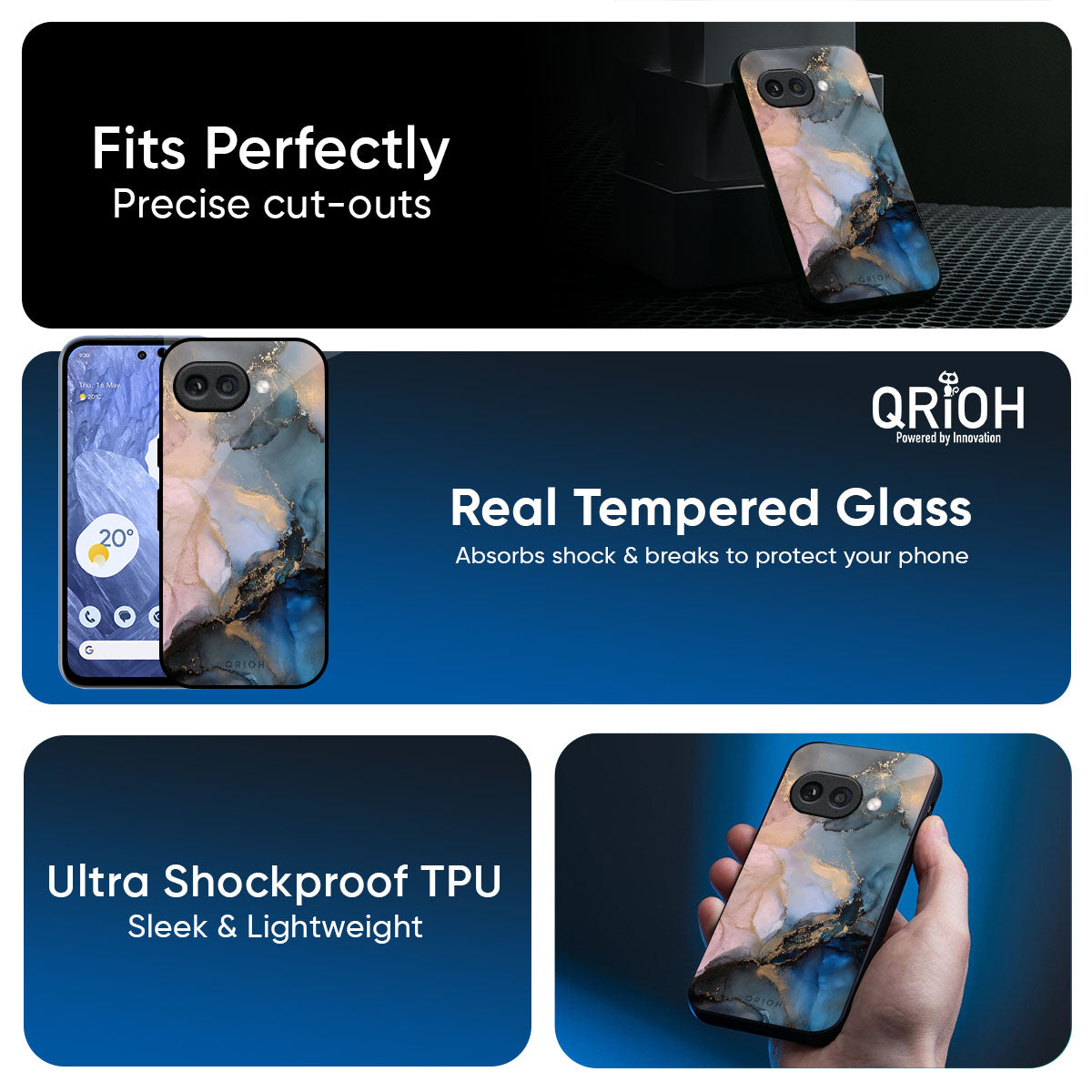 Marble Ink Abstract Glass Case for Google Pixel 9A