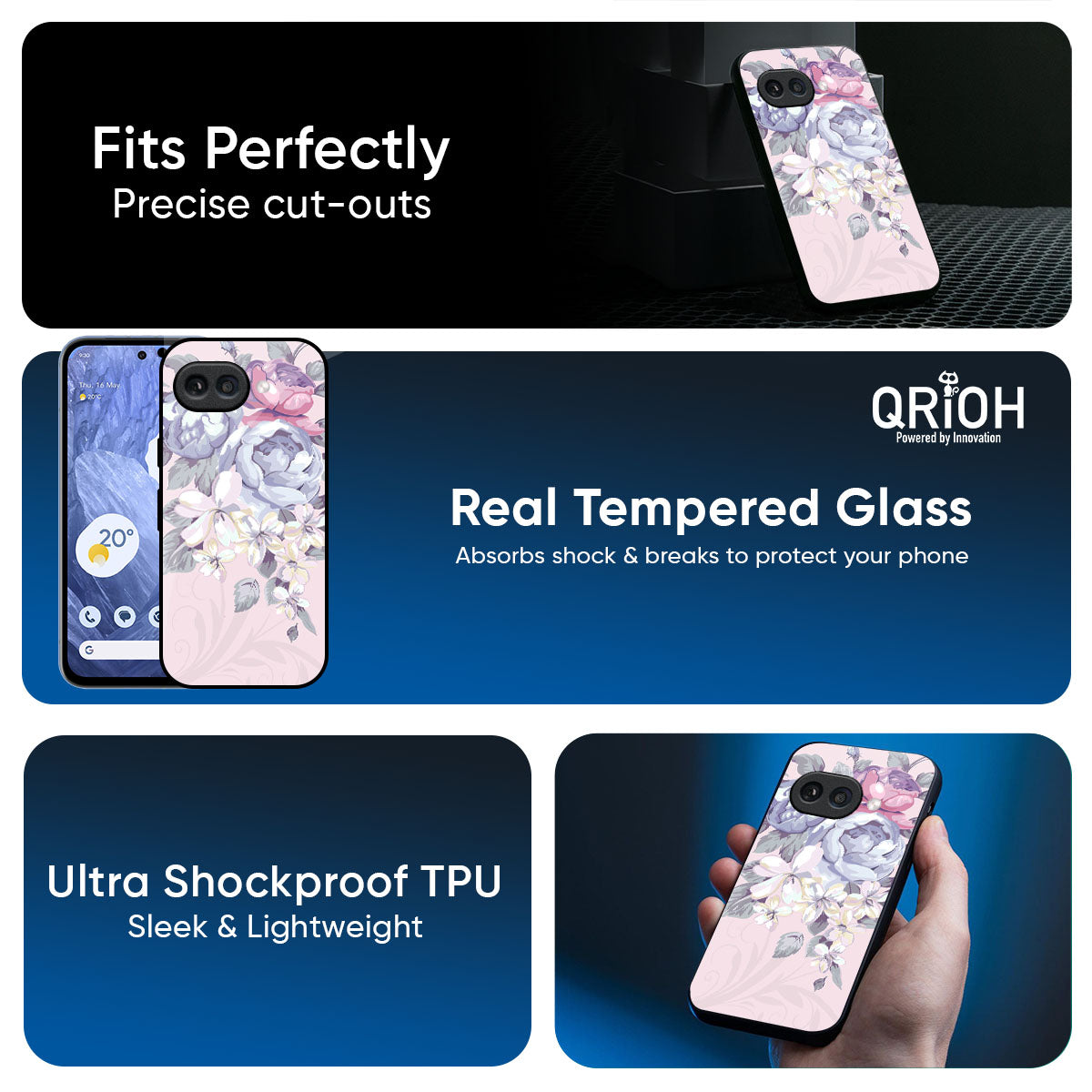 Elegant Floral Glass Case for Google Pixel 9A