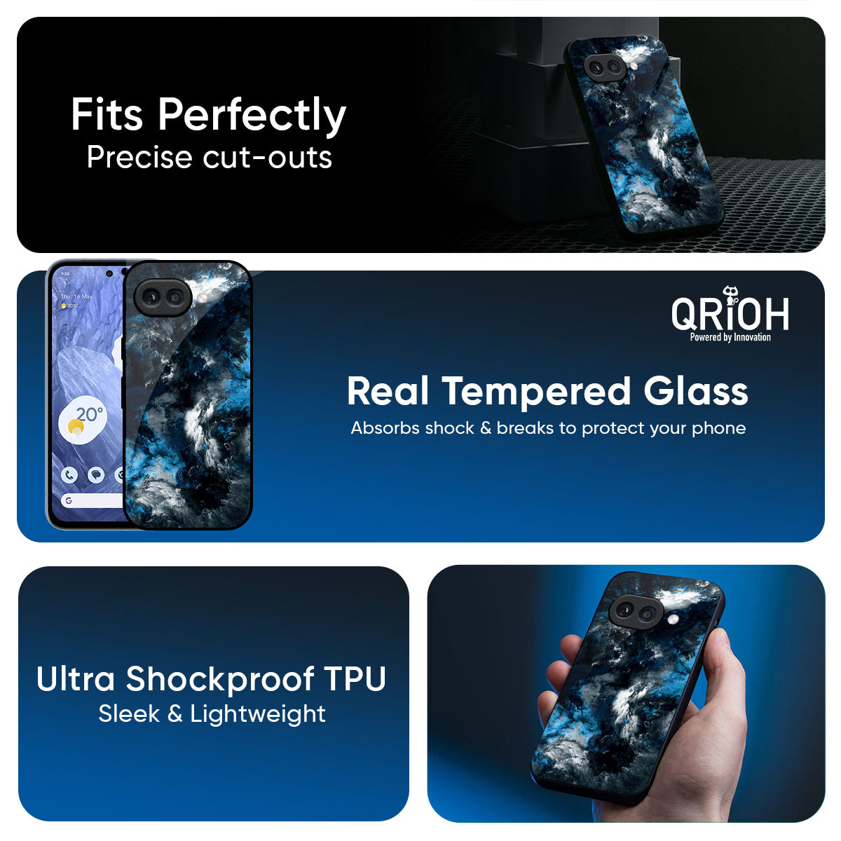 Cloudy Dust Glass Case for Google Pixel 9A