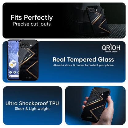 Sleek Golden & Navy Glass Case for Google Pixel 9A