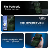 Green Leather Glass Case for Google Pixel 9A