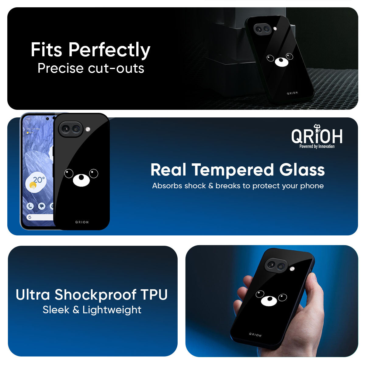 Cute Bear Glass Case for Google Pixel 9A