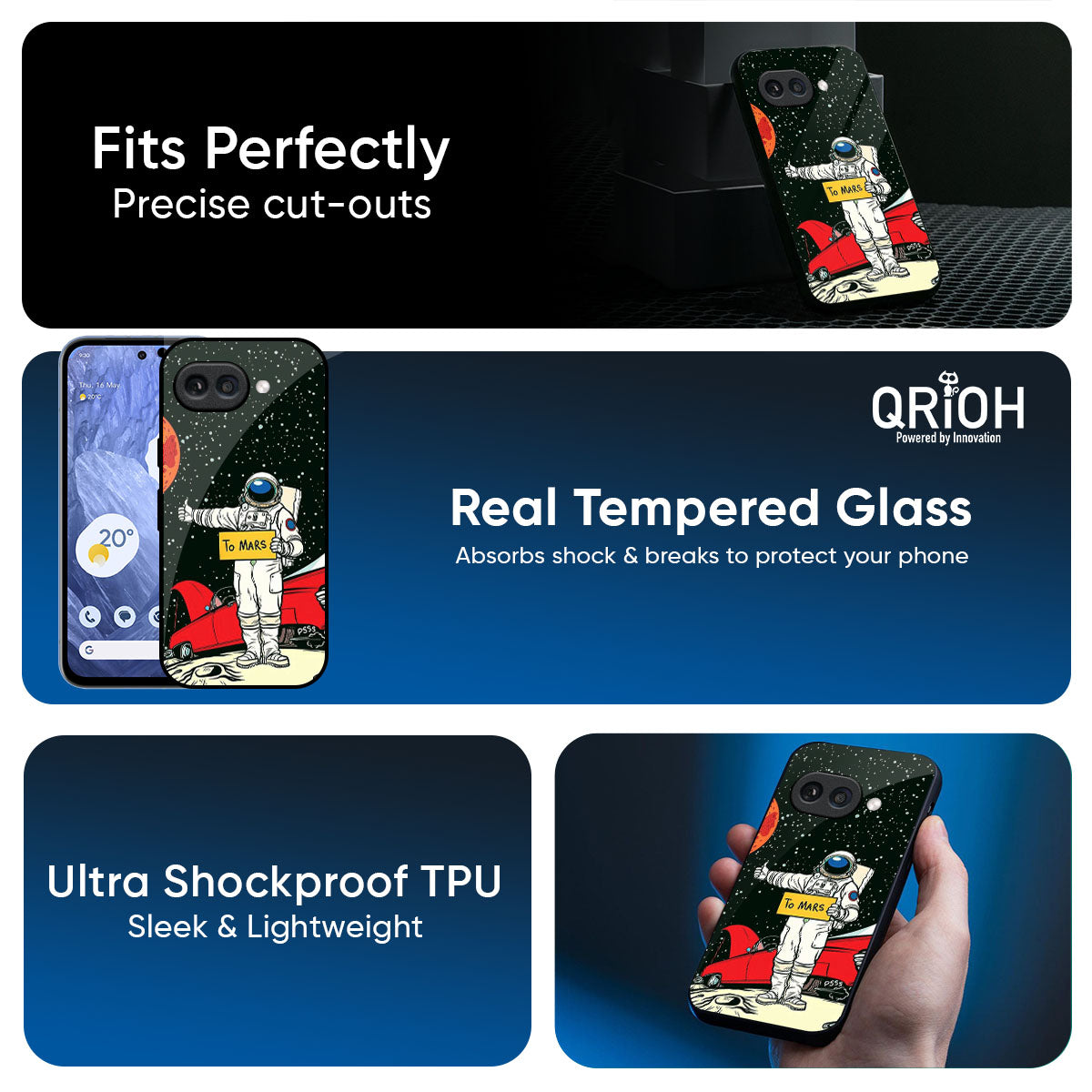 Astronaut on Mars Glass Case for Google Pixel 9A