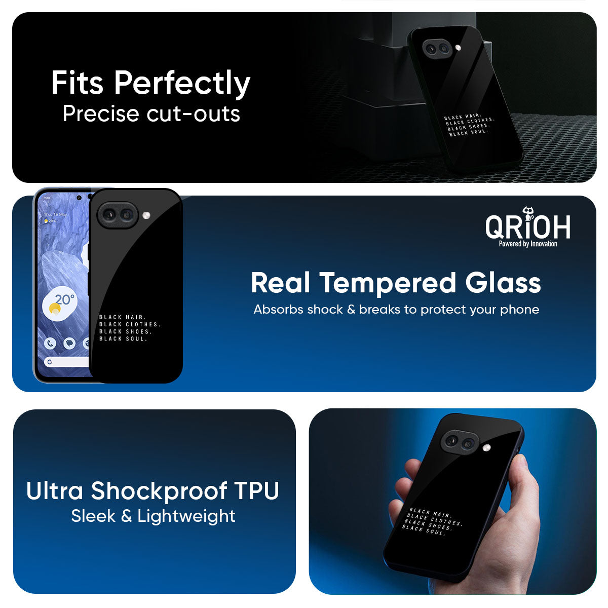 Black Soul Glass Case for Google Pixel 9A