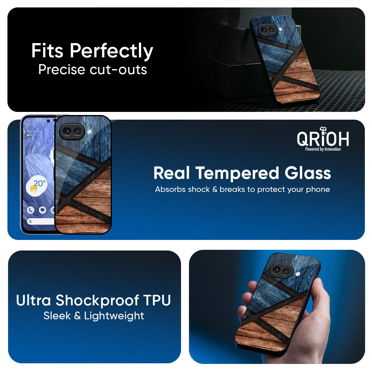 Wooden Tiles Glass Case for Google Pixel 9A