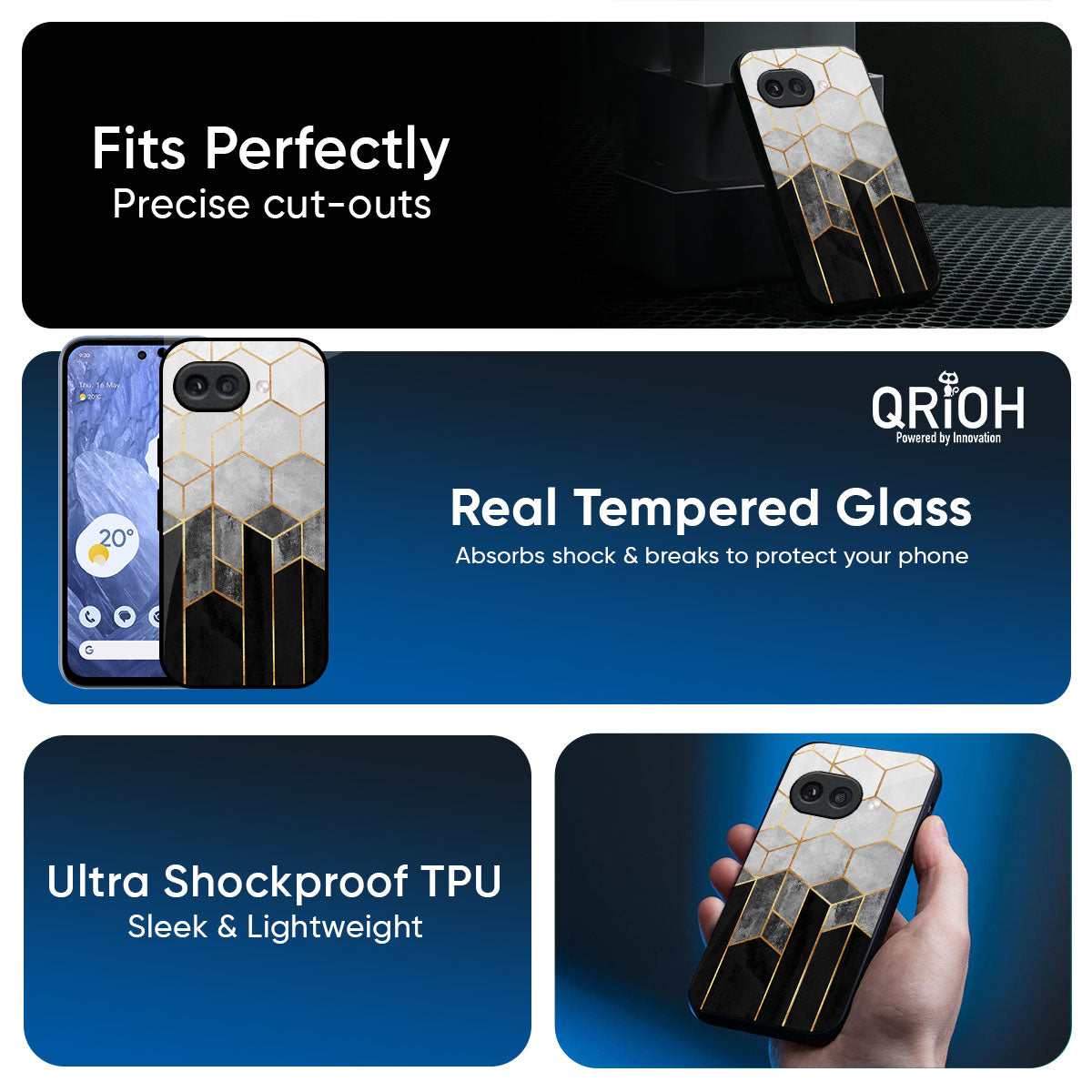 Tricolor Pattern Glass Case for Google Pixel 9A